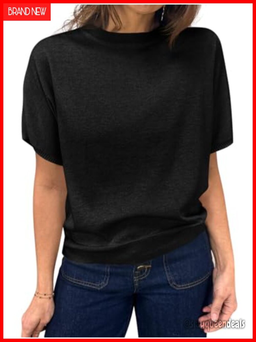 Women's Short Sleeve Knit Pullover Sweater